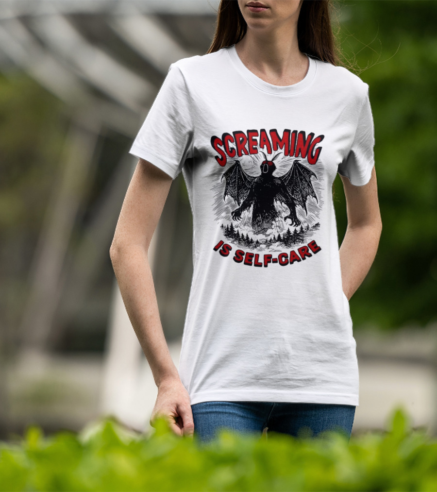 Screaming Is Self Care Mothman Meme T-Shirt