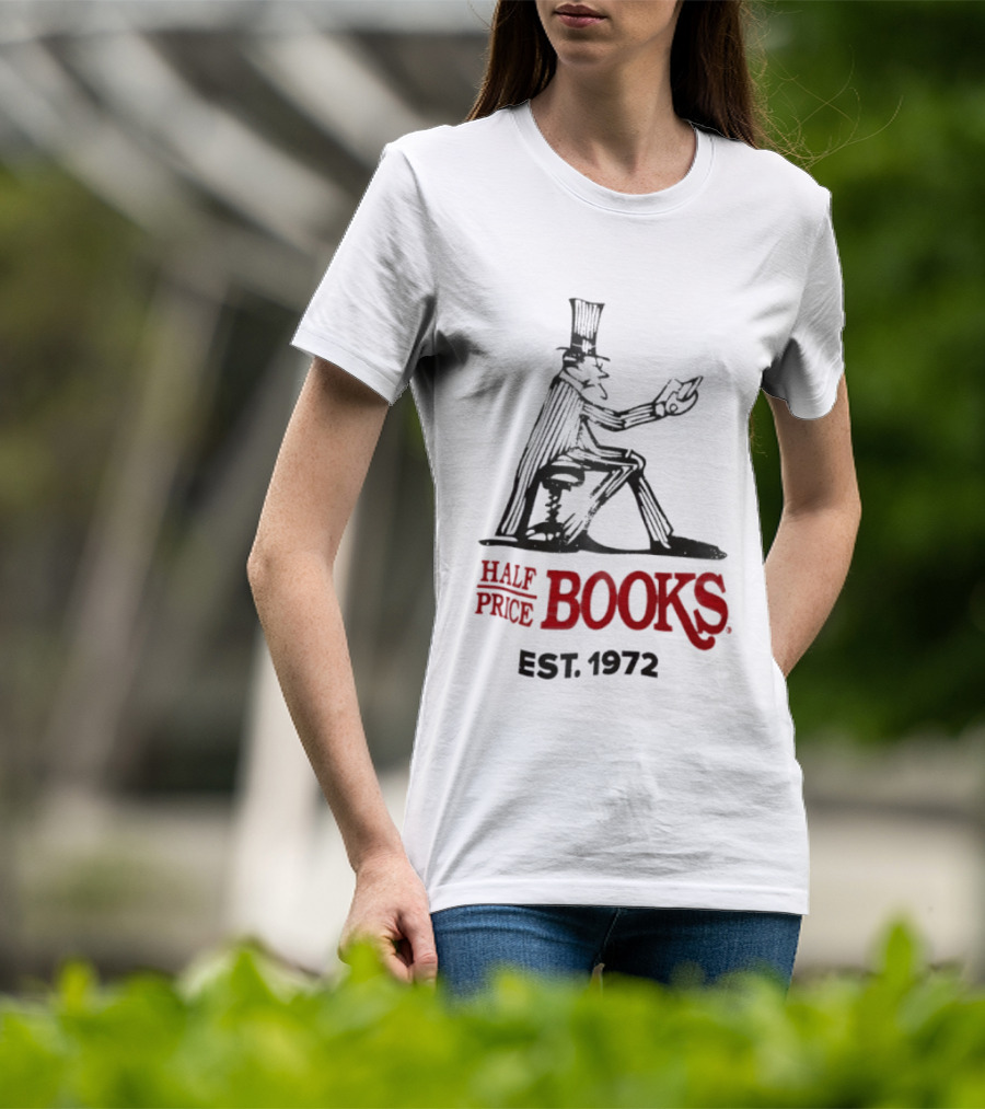 Half Price Books Est 1972 Vintage Gentleman Reading T-Shirt