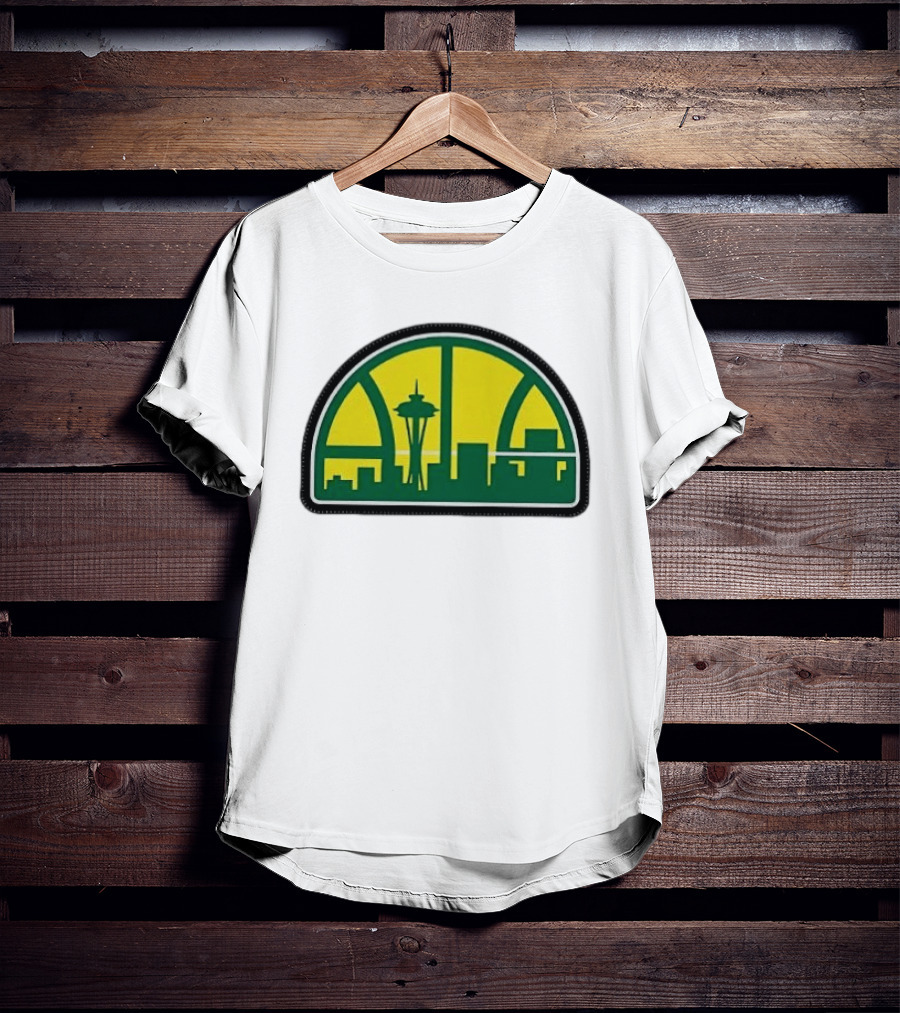 NBA Seattle Skyline Space Needle Hardwood Basketball T-Shirt