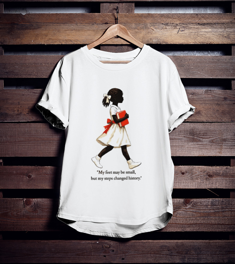 My Feet May Be Small But My Steps Changed History Young Black Girl Carrying Book T-Shirt