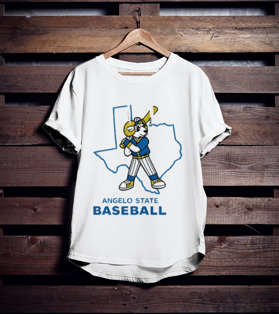 Texas Outline Angelo State Baseball Batter T-Shirt