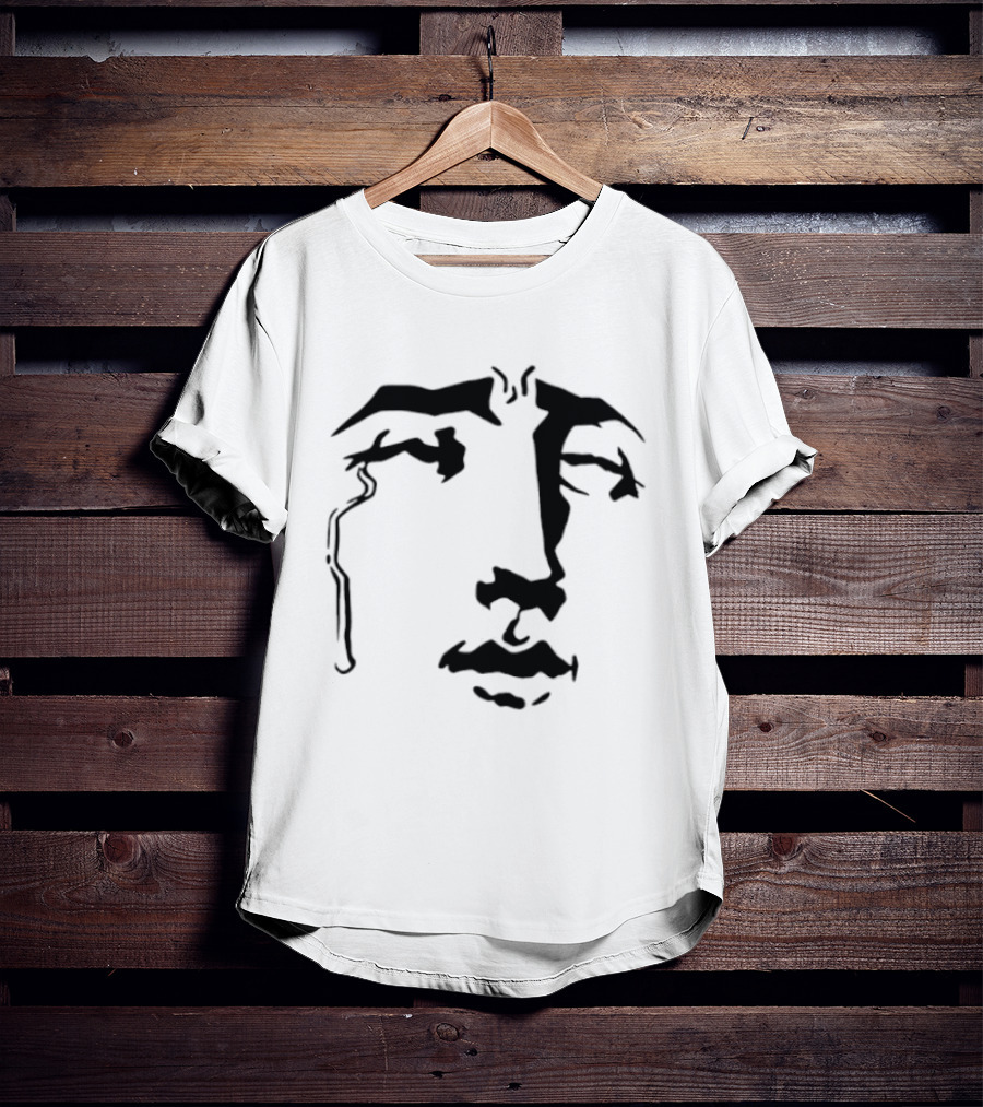 Crying Anime Meme Face Expression Black Line T-Shirt