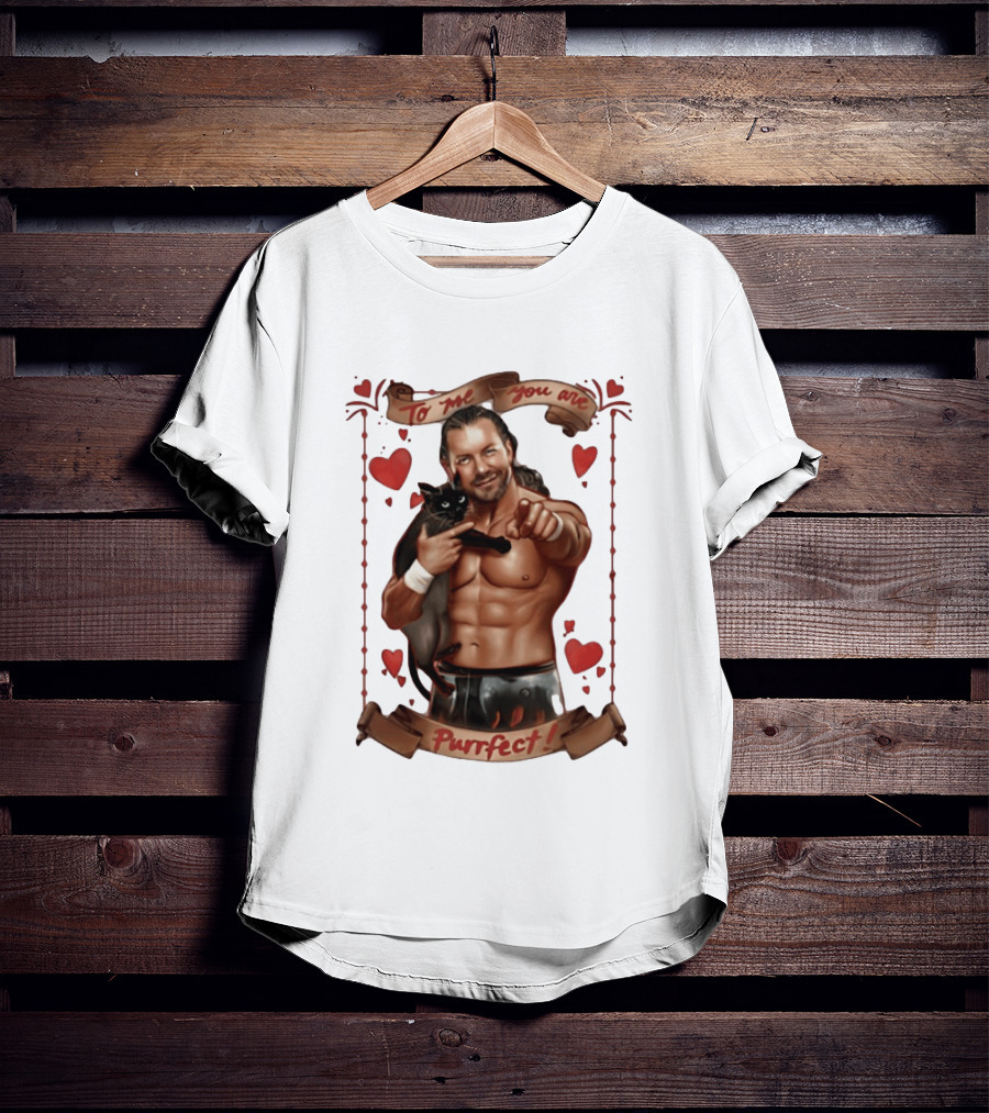 To Me You Are Purrfect Kenny Omega With Black Cat And Hearts T-Shirt