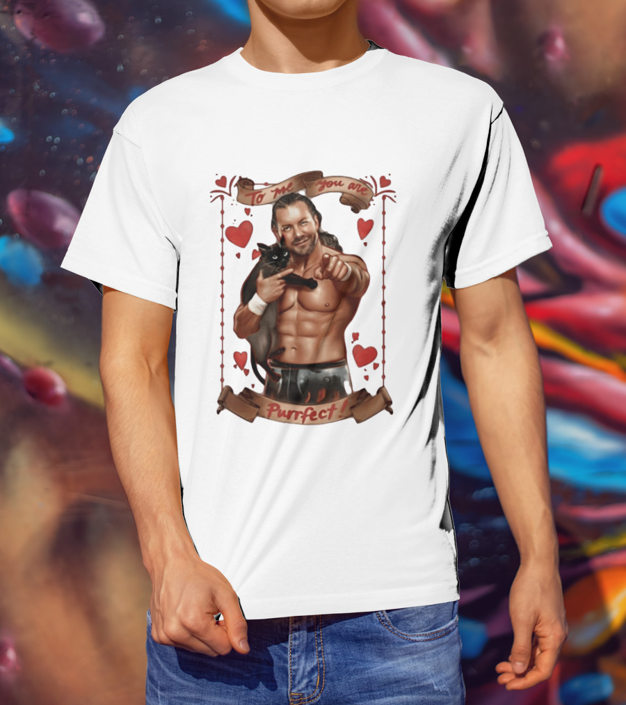 To Me You Are Purrfect Kenny Omega With Black Cat And Hearts T-Shirt
