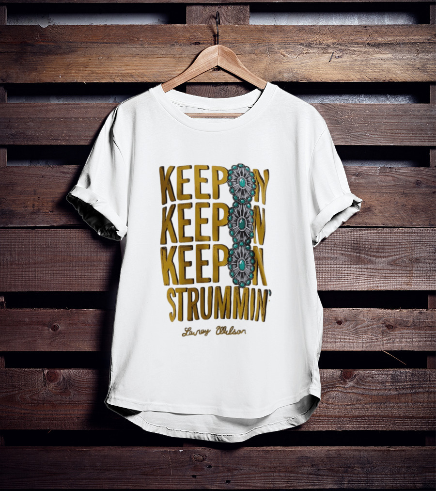Lainey Wilson Keep On Strummin Turquoise Concho Western T-Shirt