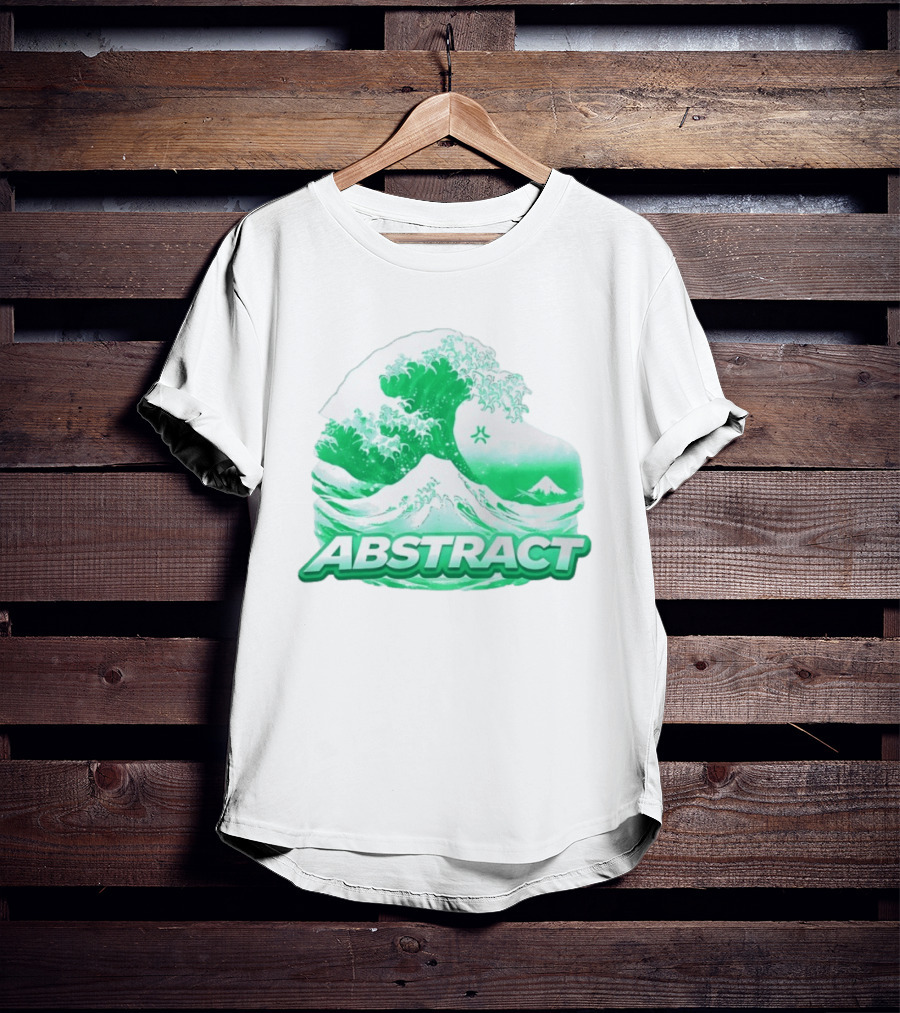 Abstract Green Wave Japanese Art Style Ocean Scene T-Shirt