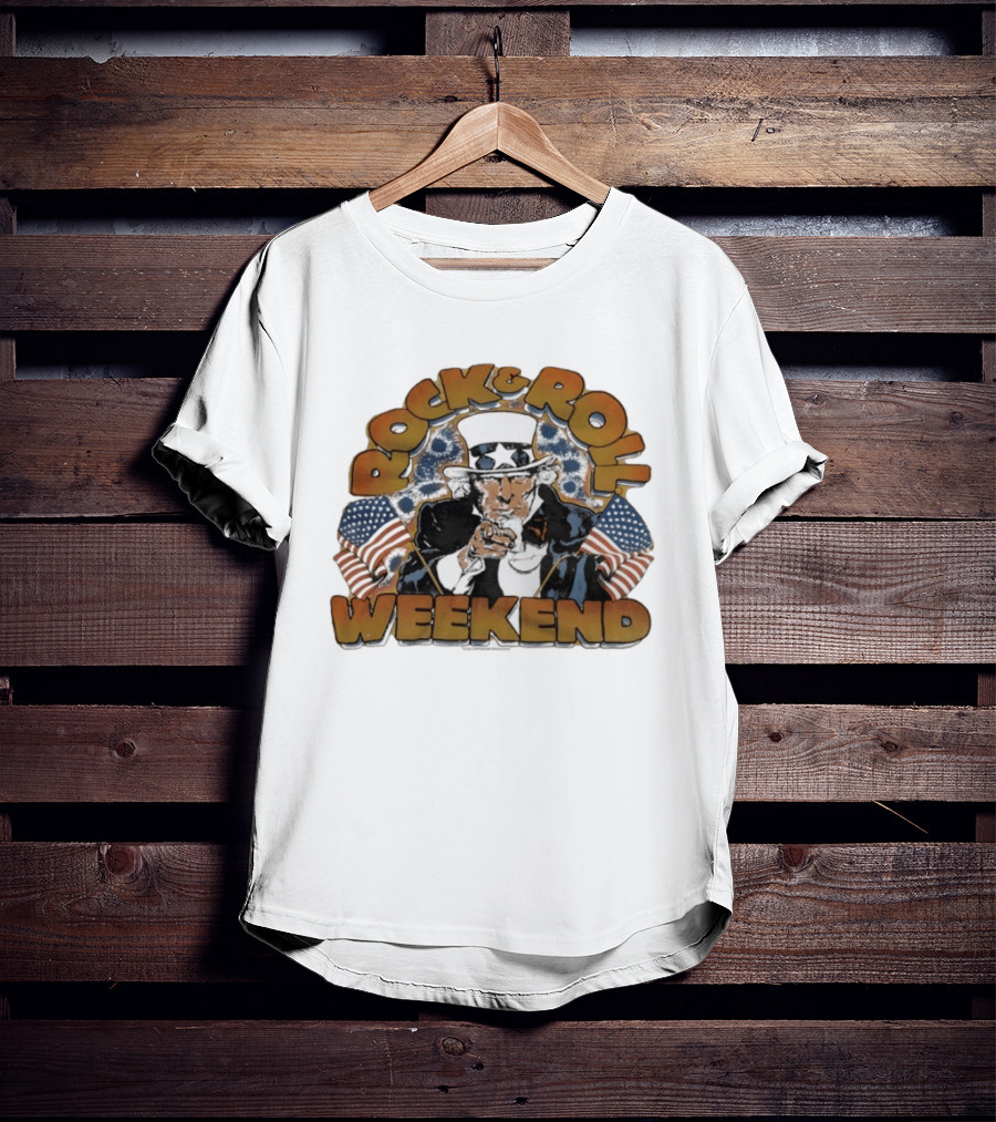 Rock And Roll Weekend Uncle Sam Ozzy Osbourne Tribute With American Flags T-Shirt