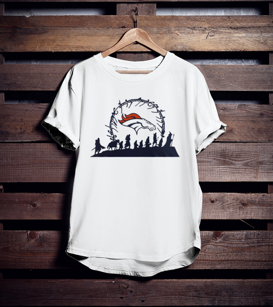 Riders Of Rohan Meet Denver Broncos Fellowship Middle Earth Meta T-Shirt