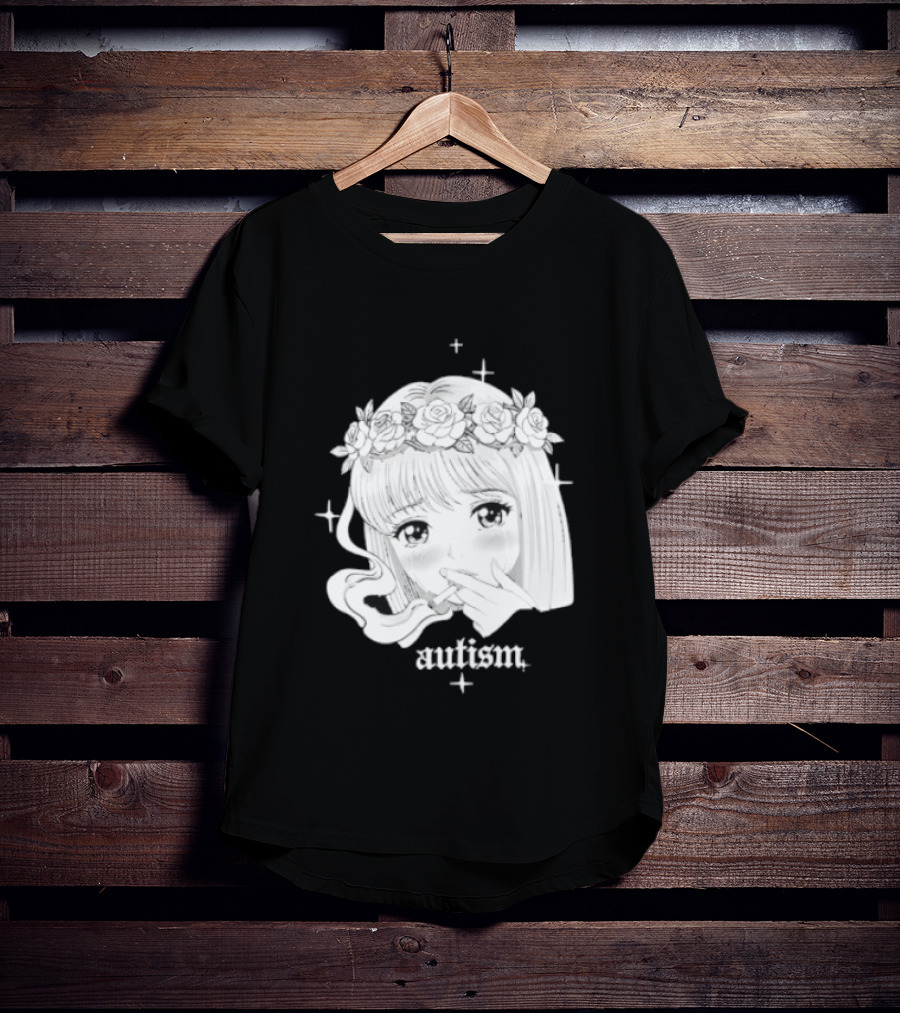 Autism Anime Girl Smoking Flower Crown Aesthetic T-Shirt