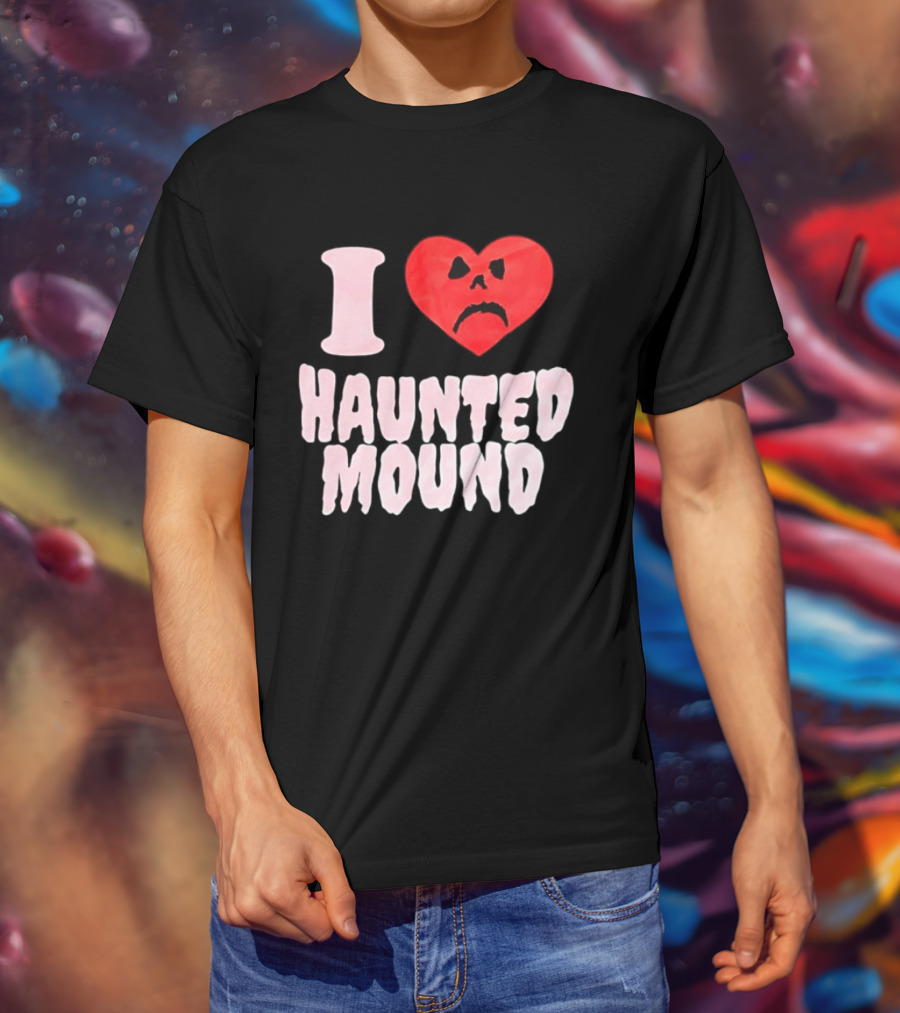 I Love Haunted Mound Heart Face T-Shirt