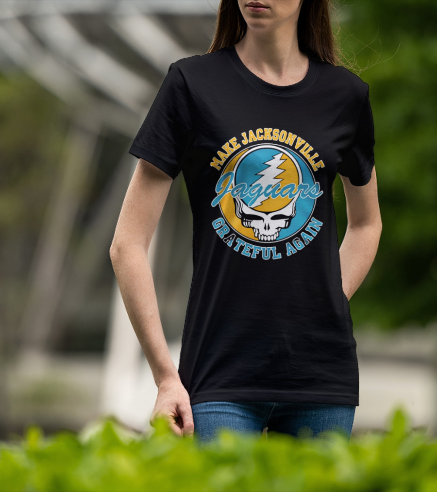 Jacksonville Jaguars Make Jacksonville Grateful Again Skulls And Lightning T-Shirt