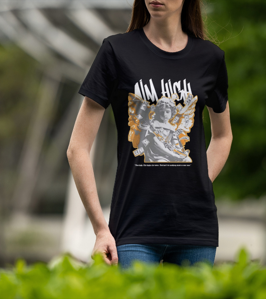 Aim High Angela Cupid Holding AK 47 With Dollar Fly T-Shirt