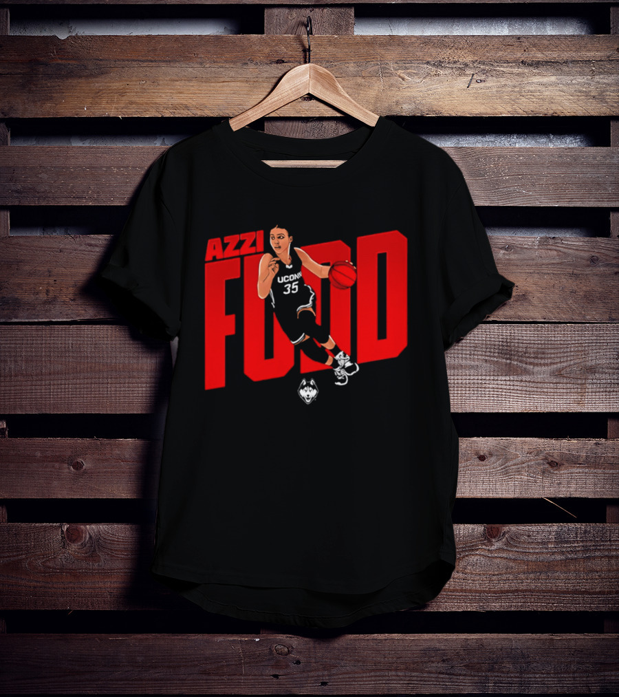 Azzi Fudd UConn 35 Basketball NCAA Fudd Red Block T-Shirt