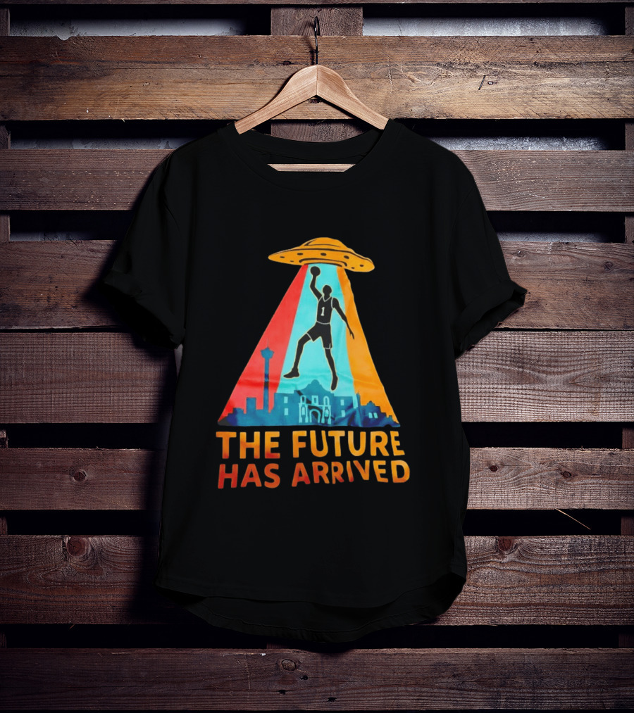 Basketball UFO Abduction Cityscape The Future Has Arrived T-Shirt