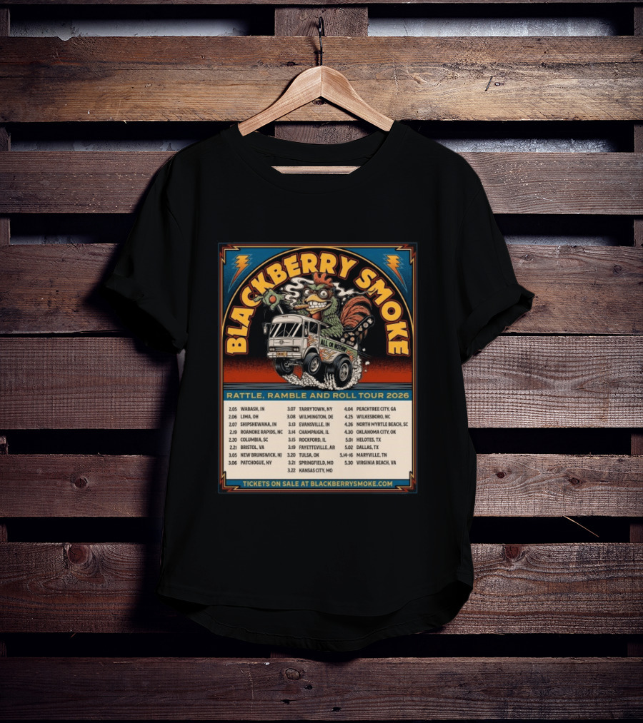 Blackberry Smoke Rattle Ramble And Roll Tour 2026 All Or Nothin Truck Dates T-Shirt
