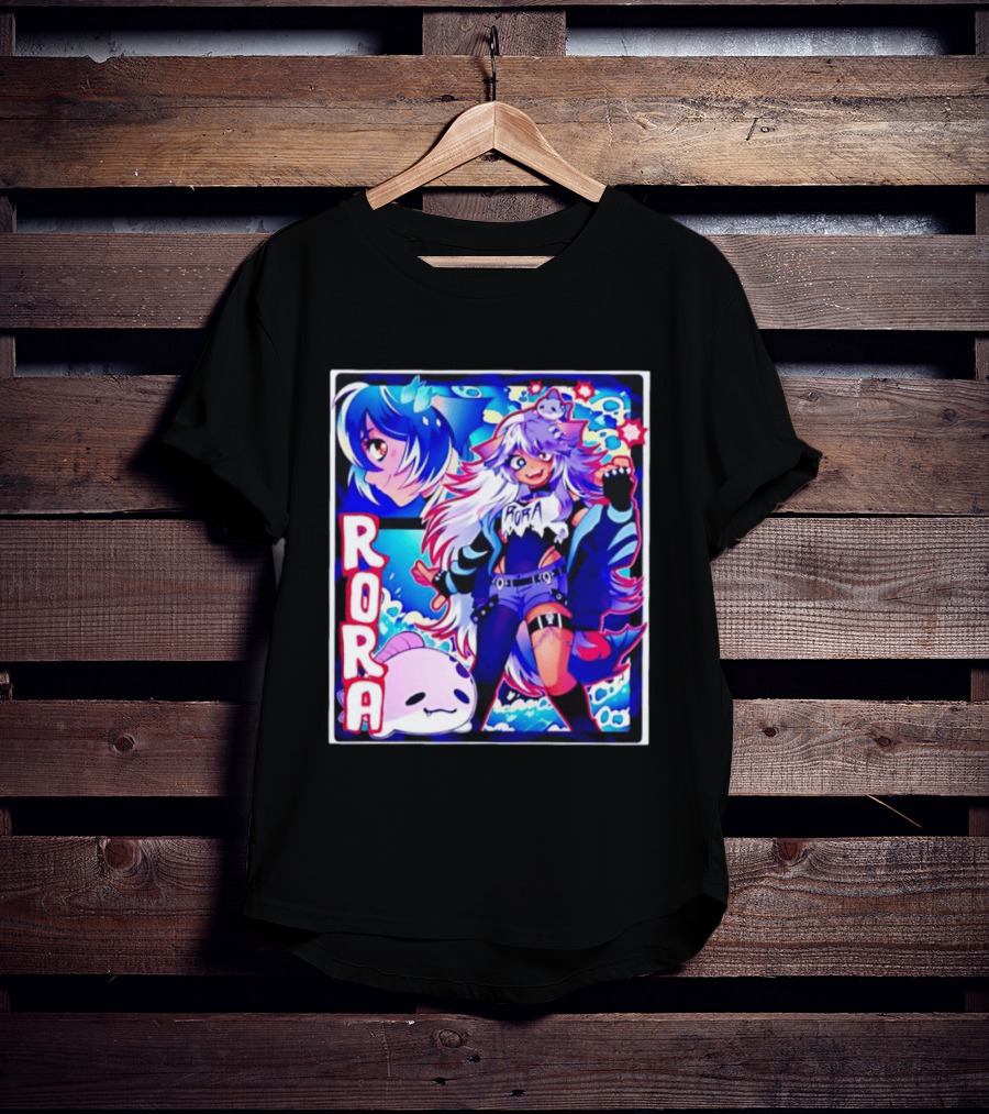 Rora Anime Character Vibrant Art With Cute Fantasy Elements And Pink Creature T-Shirt