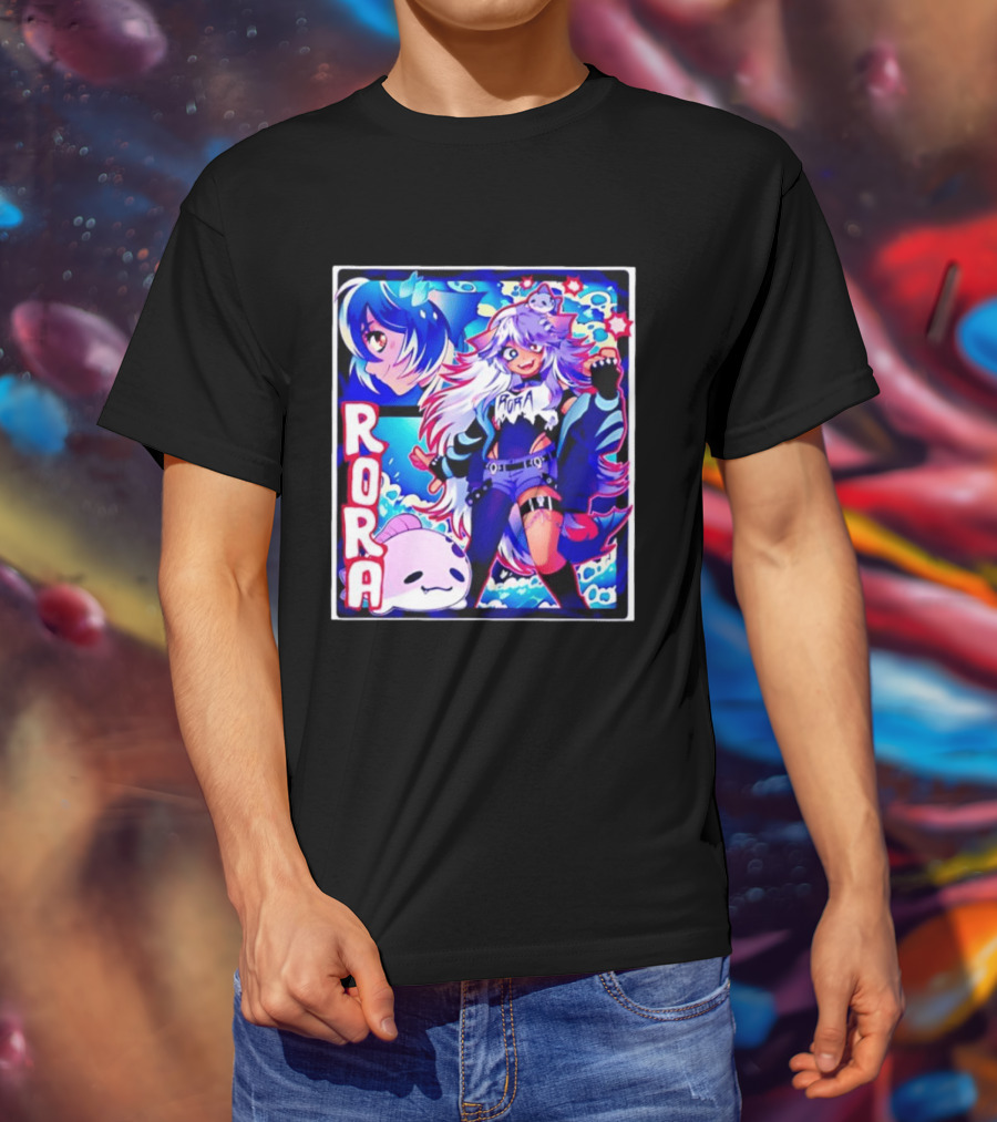 Rora Anime Character Vibrant Art With Cute Fantasy Elements And Pink Creature T-Shirt