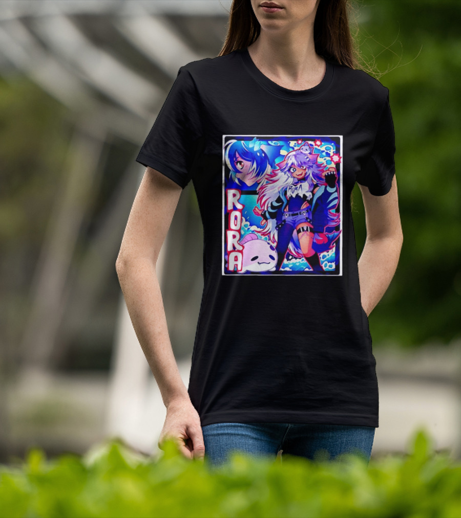 Rora Anime Character Vibrant Art With Cute Fantasy Elements And Pink Creature T-Shirt