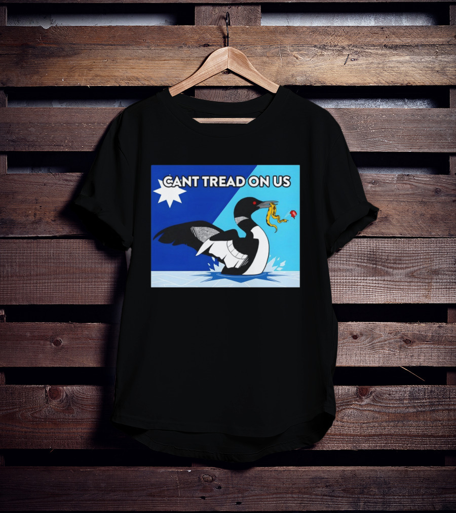 Can't Tread On Us Minnesota Loon Yellow Snake Black Bird Blue T-Shirt