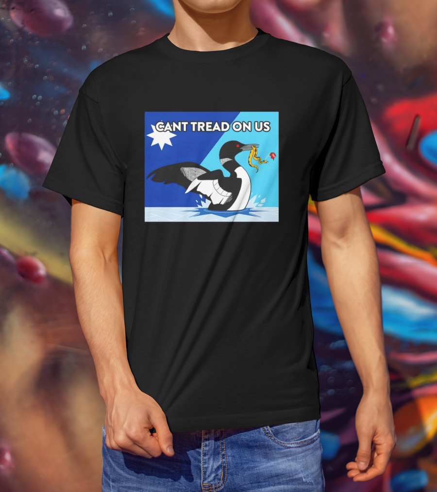 Can't Tread On Us Minnesota Loon Yellow Snake Black Bird Blue T-Shirt