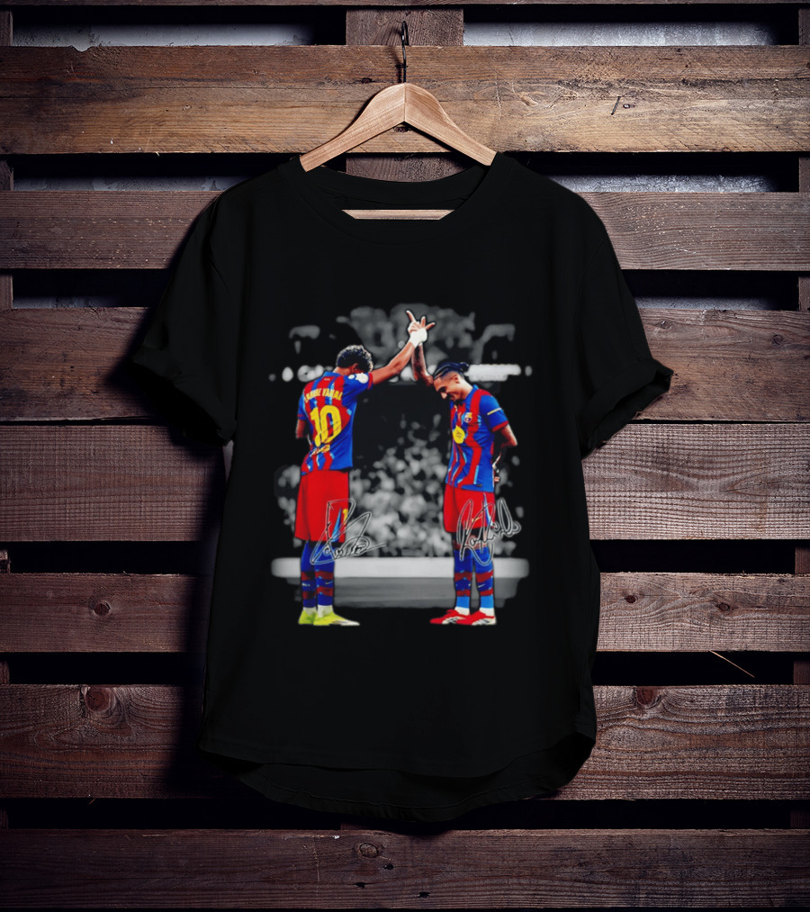 Lamine Yamal Raphinha Barcelona Brazil Soccer Duo Signatures T-Shirt