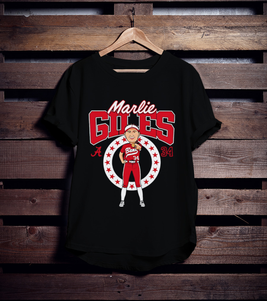Marlie Giles Alabama Softball Bama 34 NCAA Caricature T-Shirt