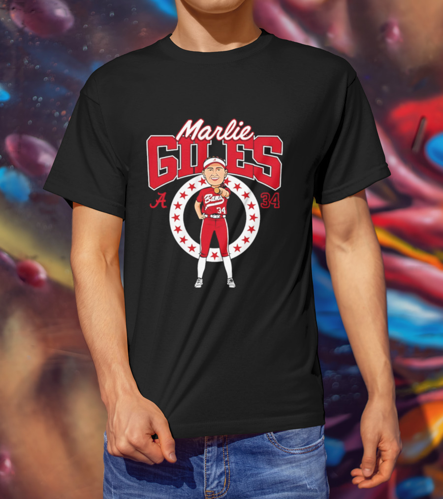 Marlie Giles Alabama Softball Bama 34 NCAA Caricature T-Shirt