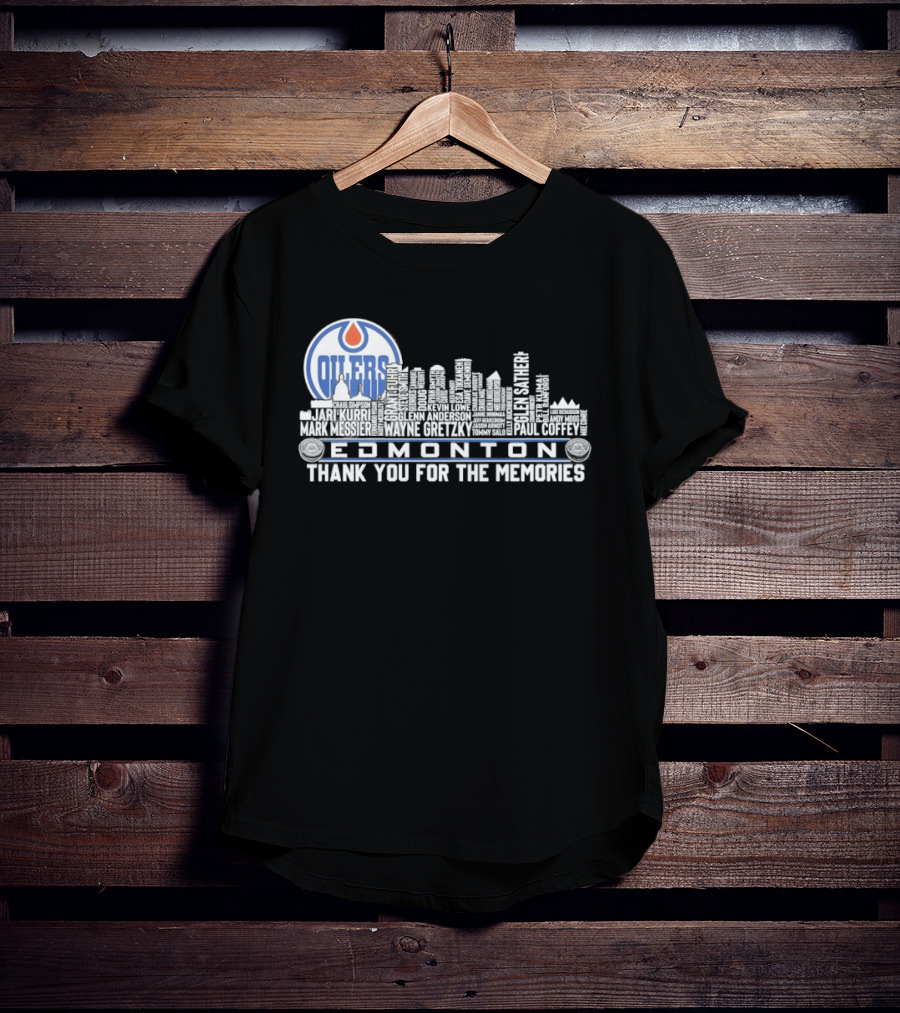 Edmonton Oilers Players City Skyline Thank You For The Memories T-Shirt