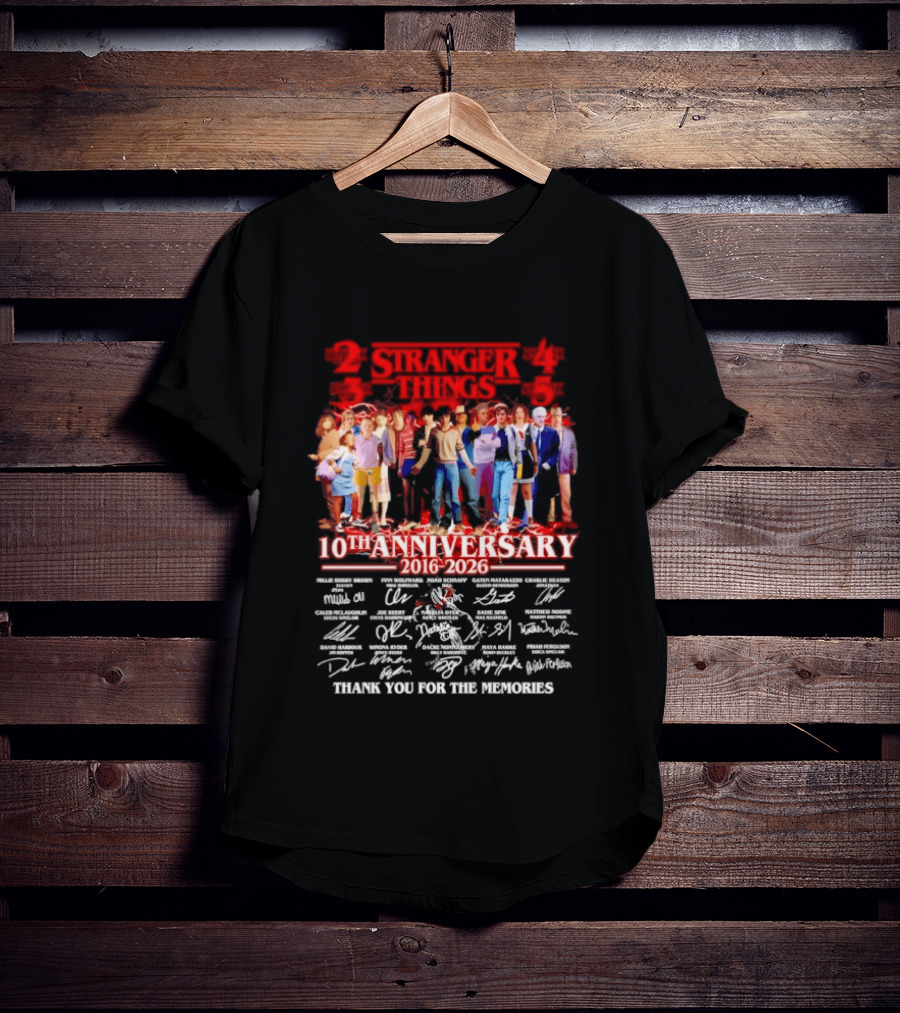 Stranger Things 10th Anniversary 2016 2026 Thank You For The Memories T-Shirt