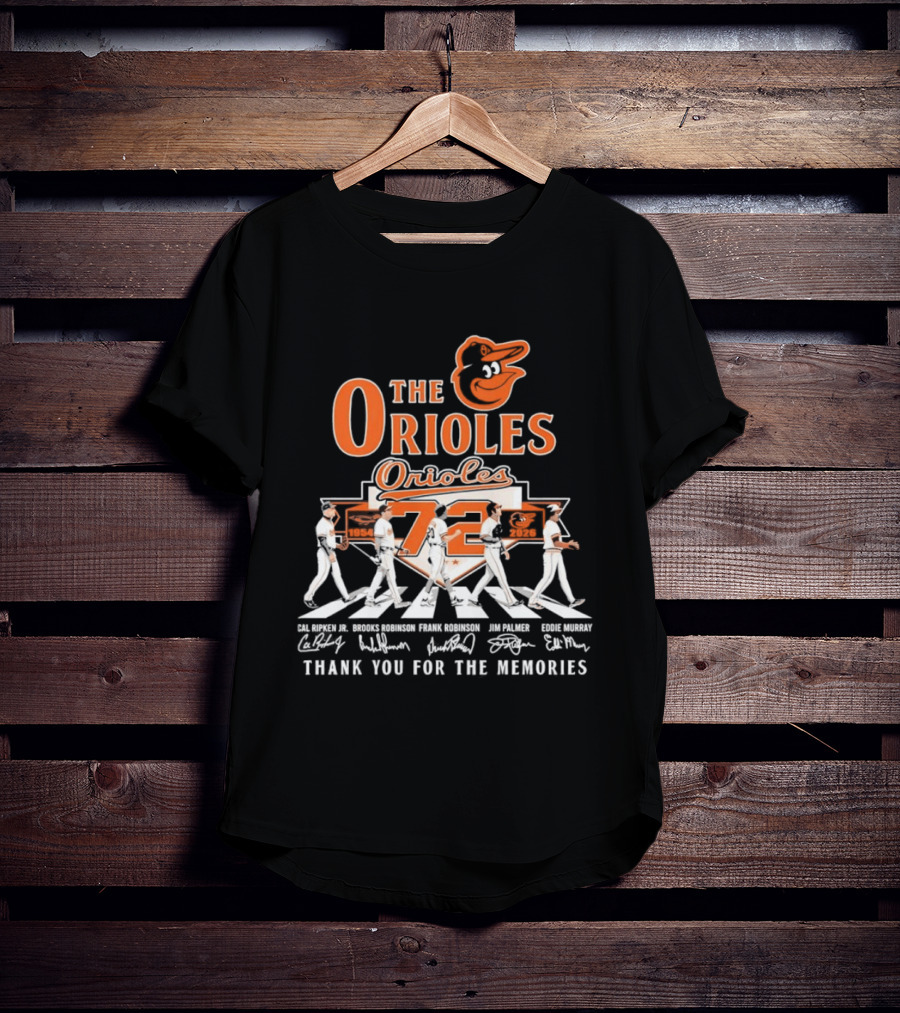 The Orioles 72 Abbey Road Ripken Robinson Murray Palmer Thank You For The Memories T-Shirt