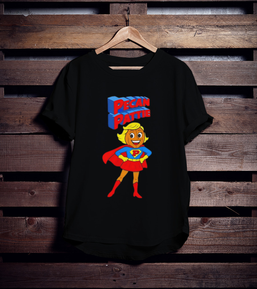 Pecan Pattie Superhero Character Red Blue Outfit T-Shirt