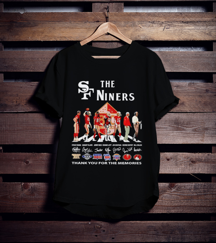The Niners San Francisco 49ers Legends Thank You For The Memories Icons And Championships T-Shirt