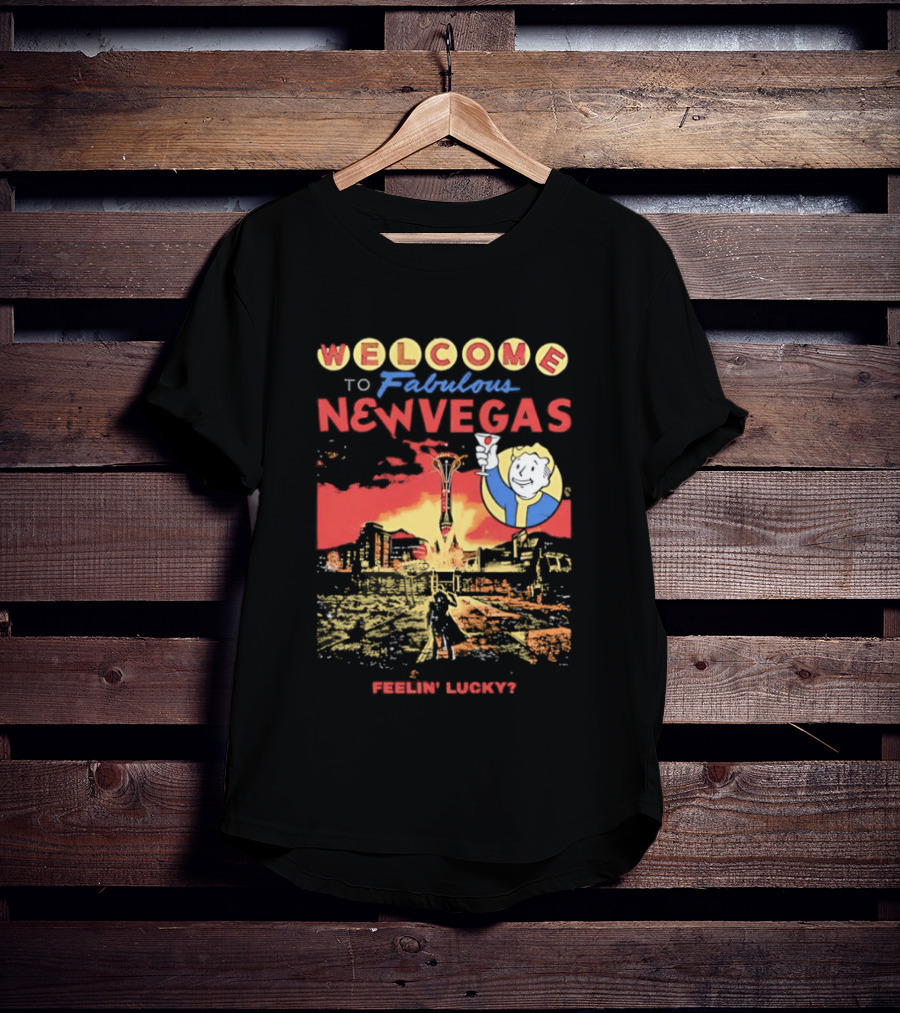 Welcome To Fabulous New Vegas Feeling Lucky Vintage Style Retro Gaming T-Shirt