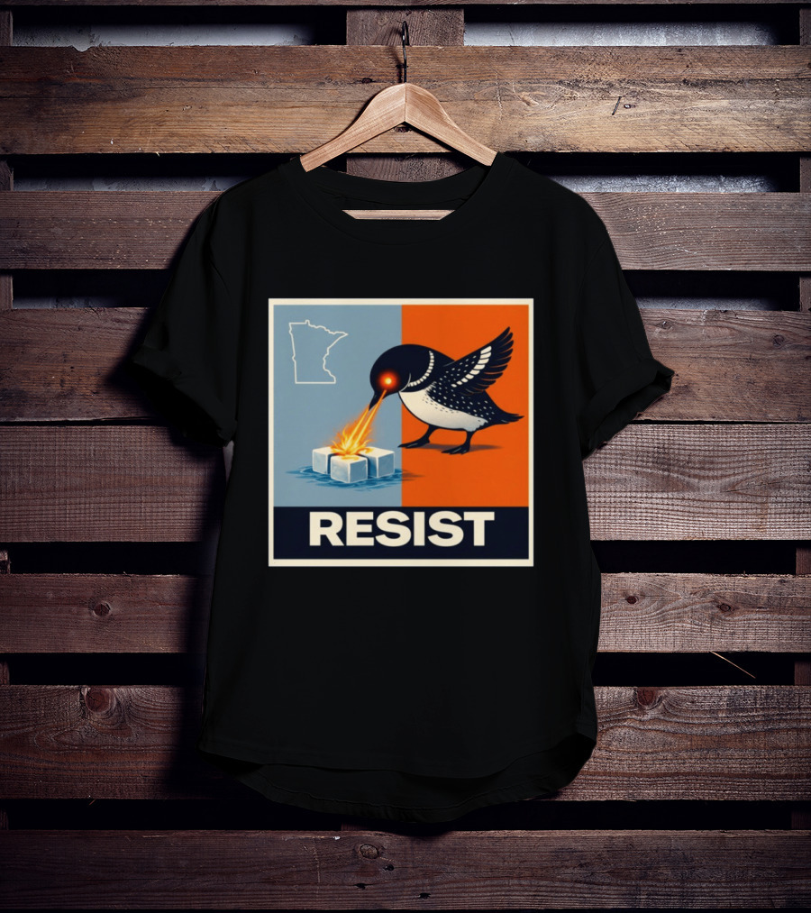 Rebel Minneapolis Ice Protest Resist With Loon Laser Bird And Minnesota Map T-Shirt
