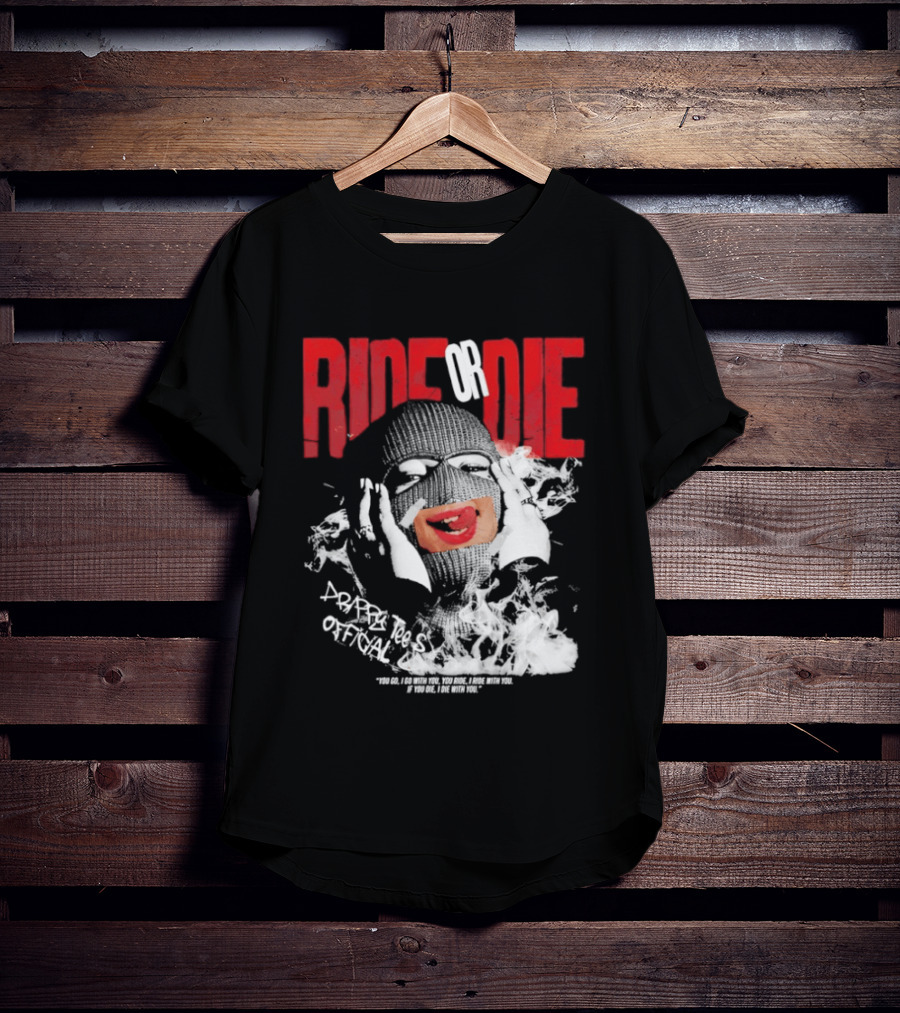 Ride Or Die Joker Grunge Typography And Distorted Joker Face T-Shirt