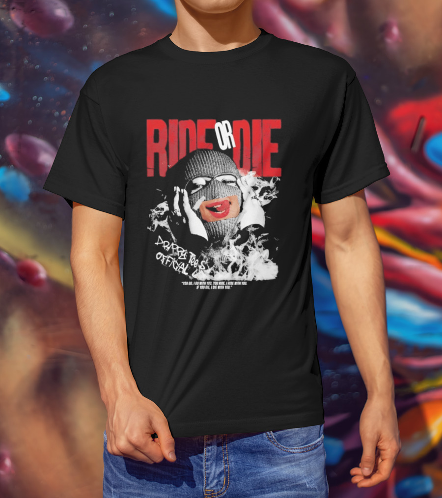 Ride Or Die Joker Grunge Typography And Distorted Joker Face T-Shirt