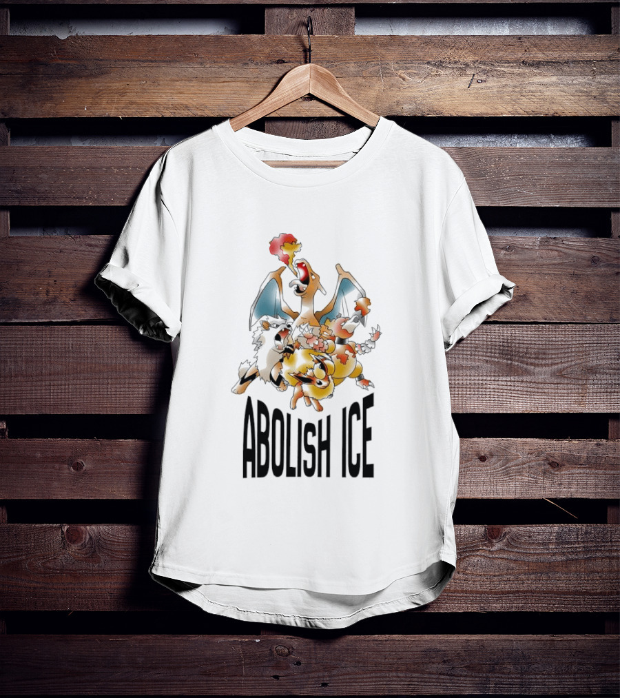 Abolish ICE Pokémon Characters Charizard Blastoise Pikachu Protest T-Shirt