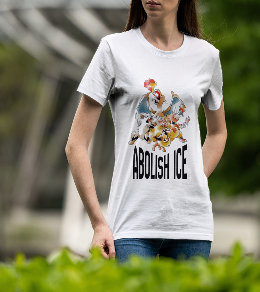 Abolish ICE Pokémon Characters Charizard Blastoise Pikachu Protest T-Shirt