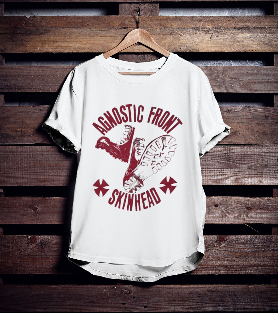 Agnostic Front Skinhead Boot Symbol Cross T-Shirt