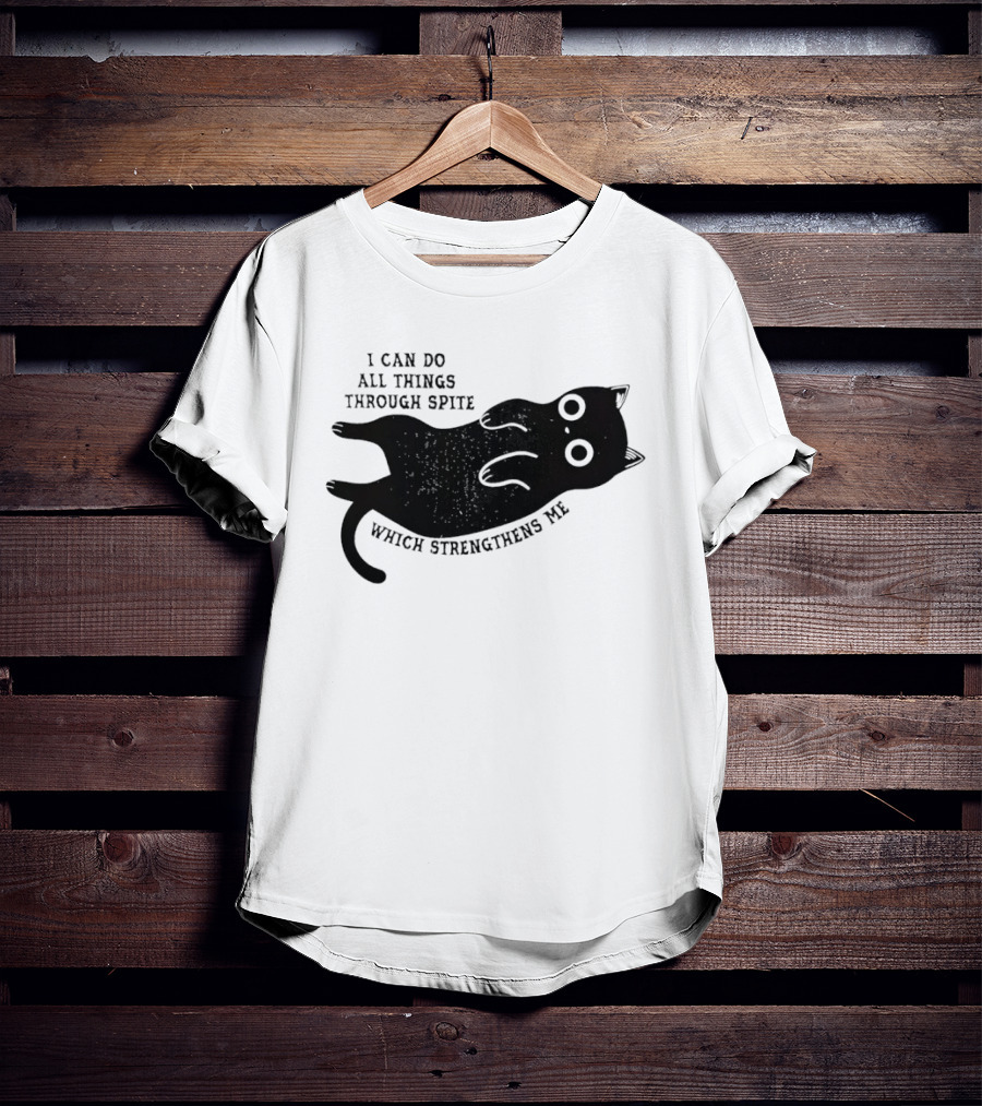 Black Cat I Can Do All Things Through Spite Which Strengthens Me T-Shirt