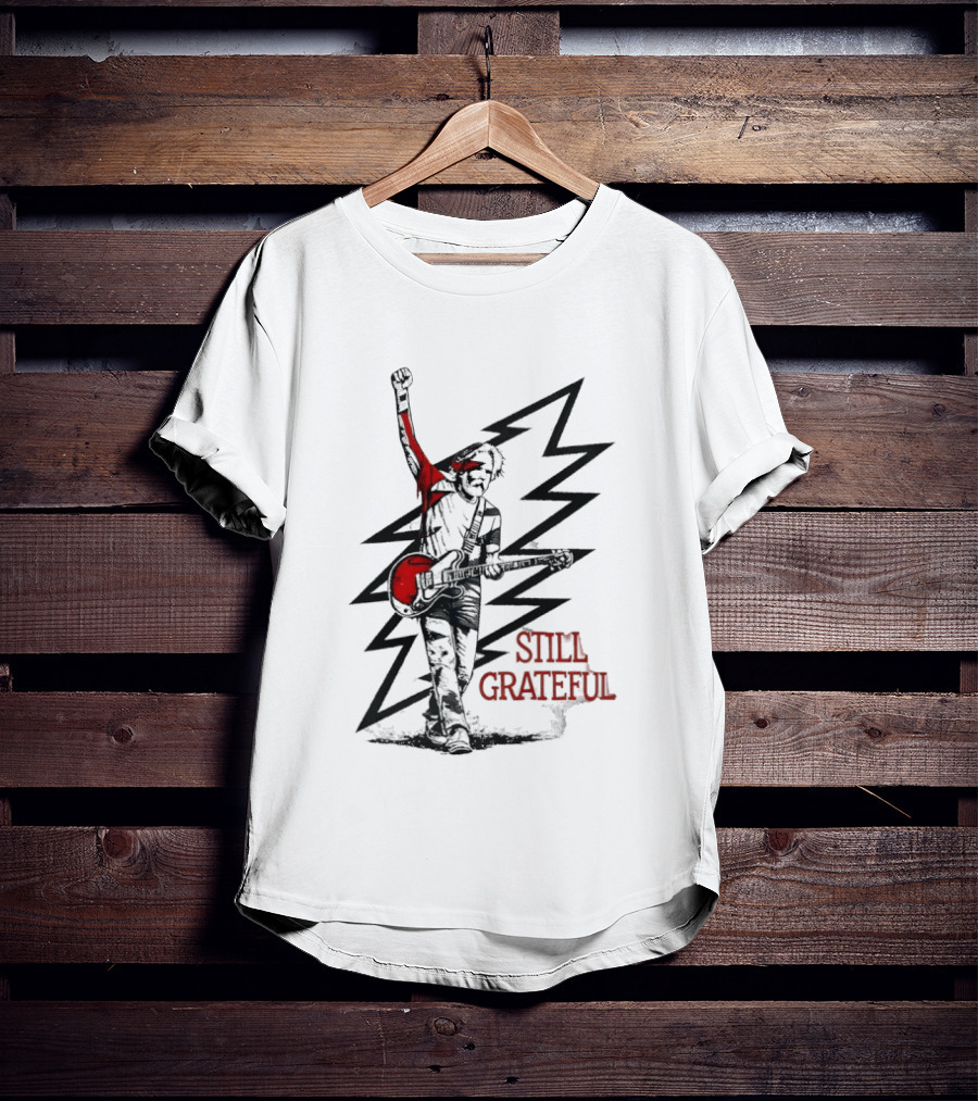 Bob Weir Holding Guitar Still Grateful White Lightning T-Shirt