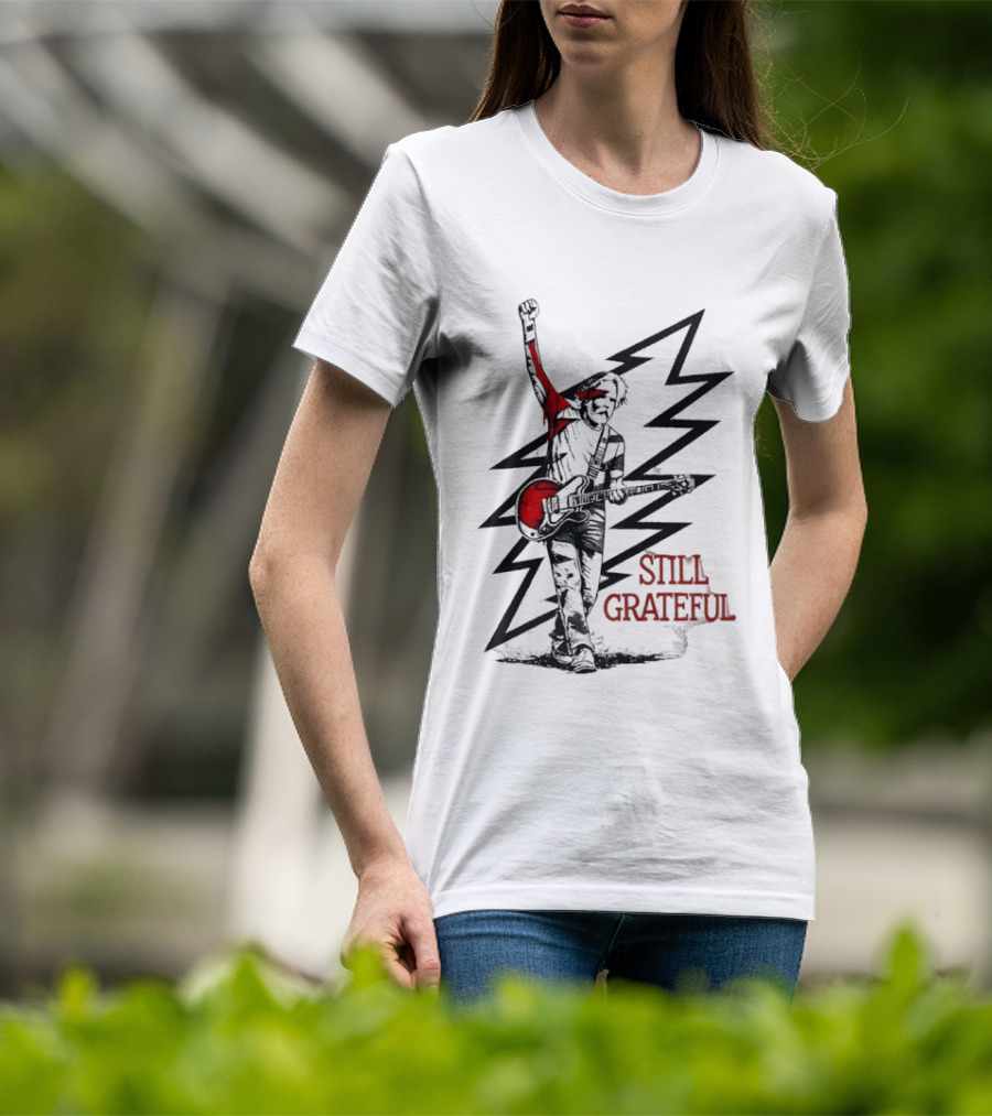 Bob Weir Holding Guitar Still Grateful White Lightning T-Shirt