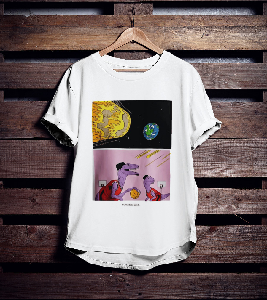 Bron Sends Him A LeBronto Dinosaur Meteor Basketball Earth Raptors T-Shirt