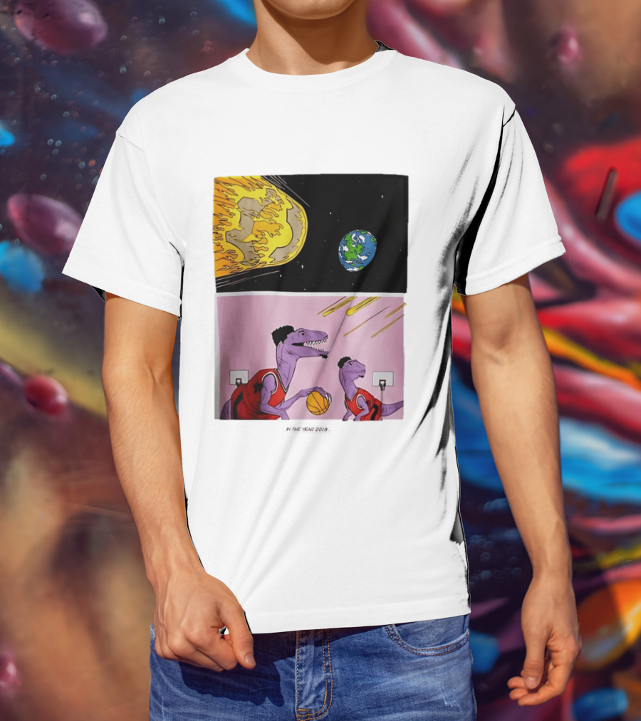 Bron Sends Him A LeBronto Dinosaur Meteor Basketball Earth Raptors T-Shirt