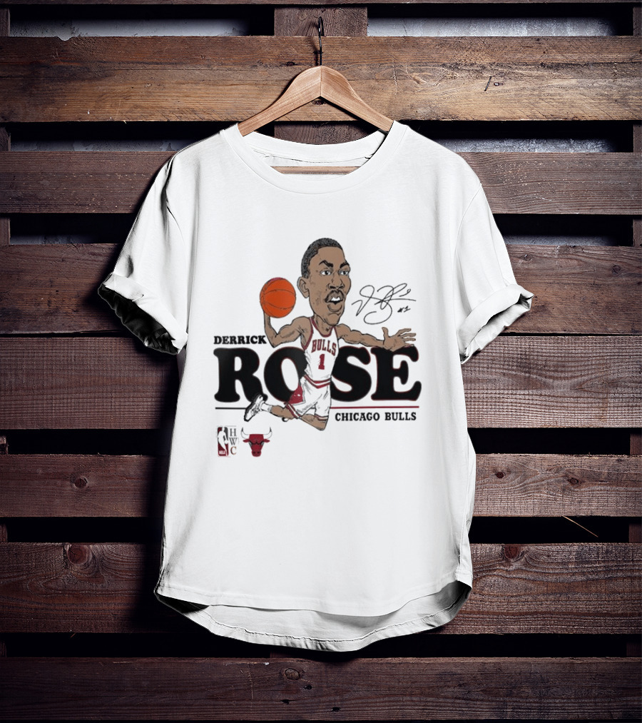 Derrick Rose Chicago Bulls Caricature Basketball T-Shirt