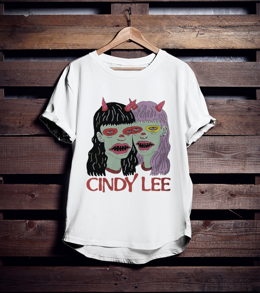 Cindy Lee Two Face Horned Creature Horror T-Shirt