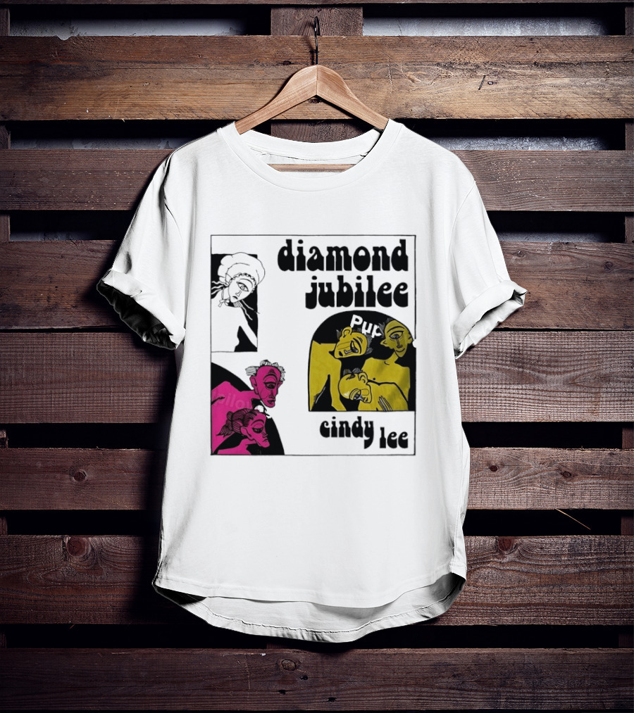 Diamond Jubilee Music Album Cindy Lee Illustrated Faces T-Shirt