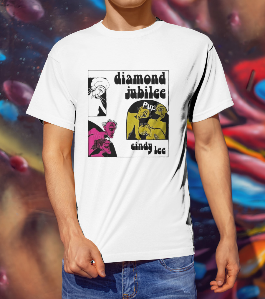 Diamond Jubilee Music Album Cindy Lee Illustrated Faces T-Shirt