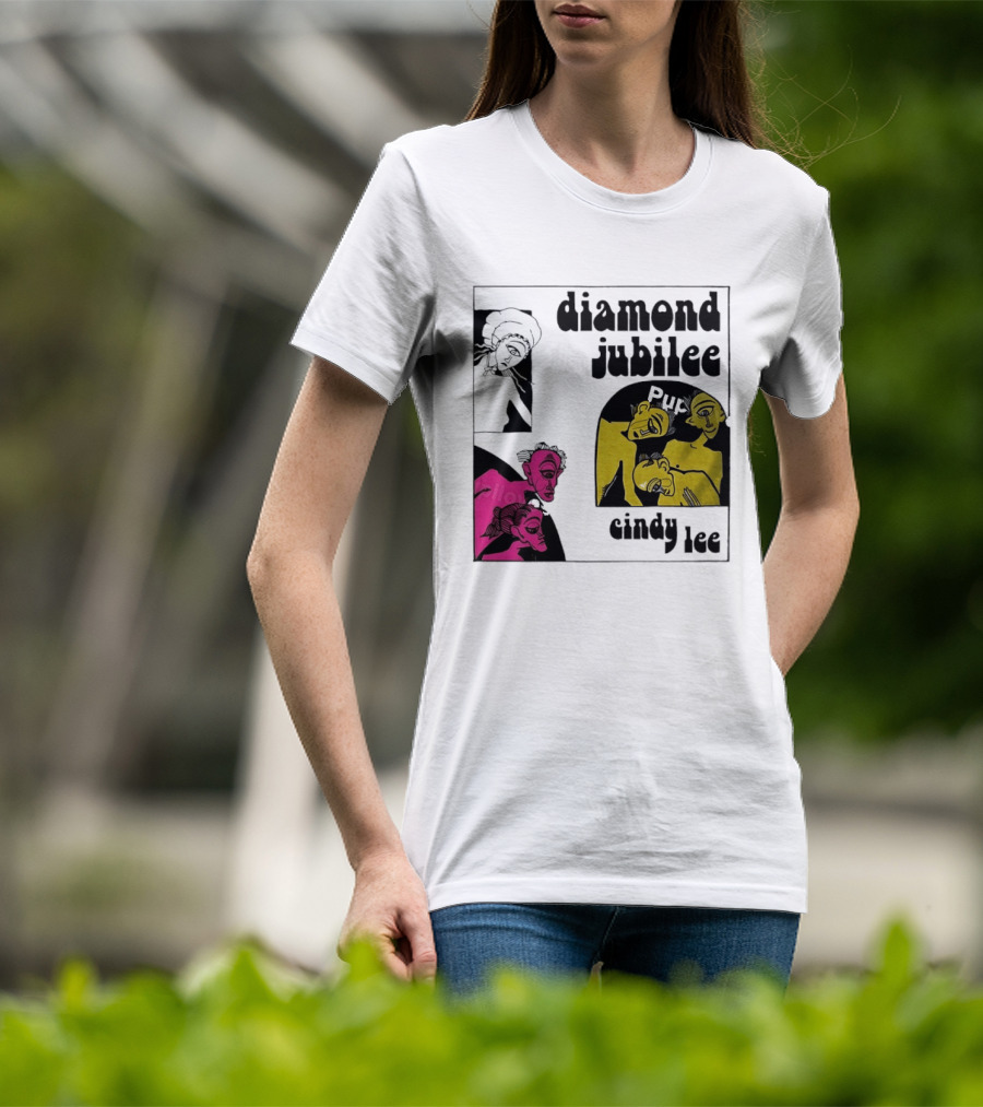 Diamond Jubilee Music Album Cindy Lee Illustrated Faces T-Shirt
