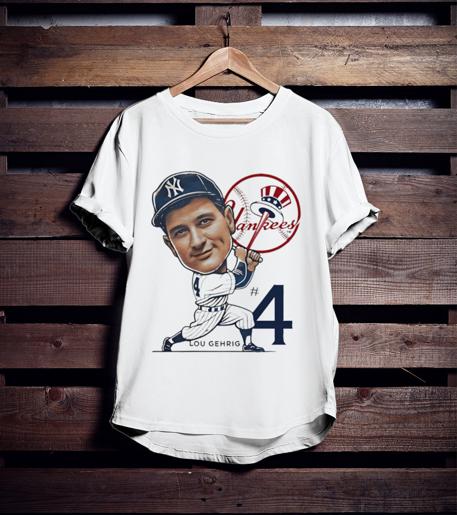 Lou Gehrig New York Yankees #4 Caricature Yankees T-Shirt